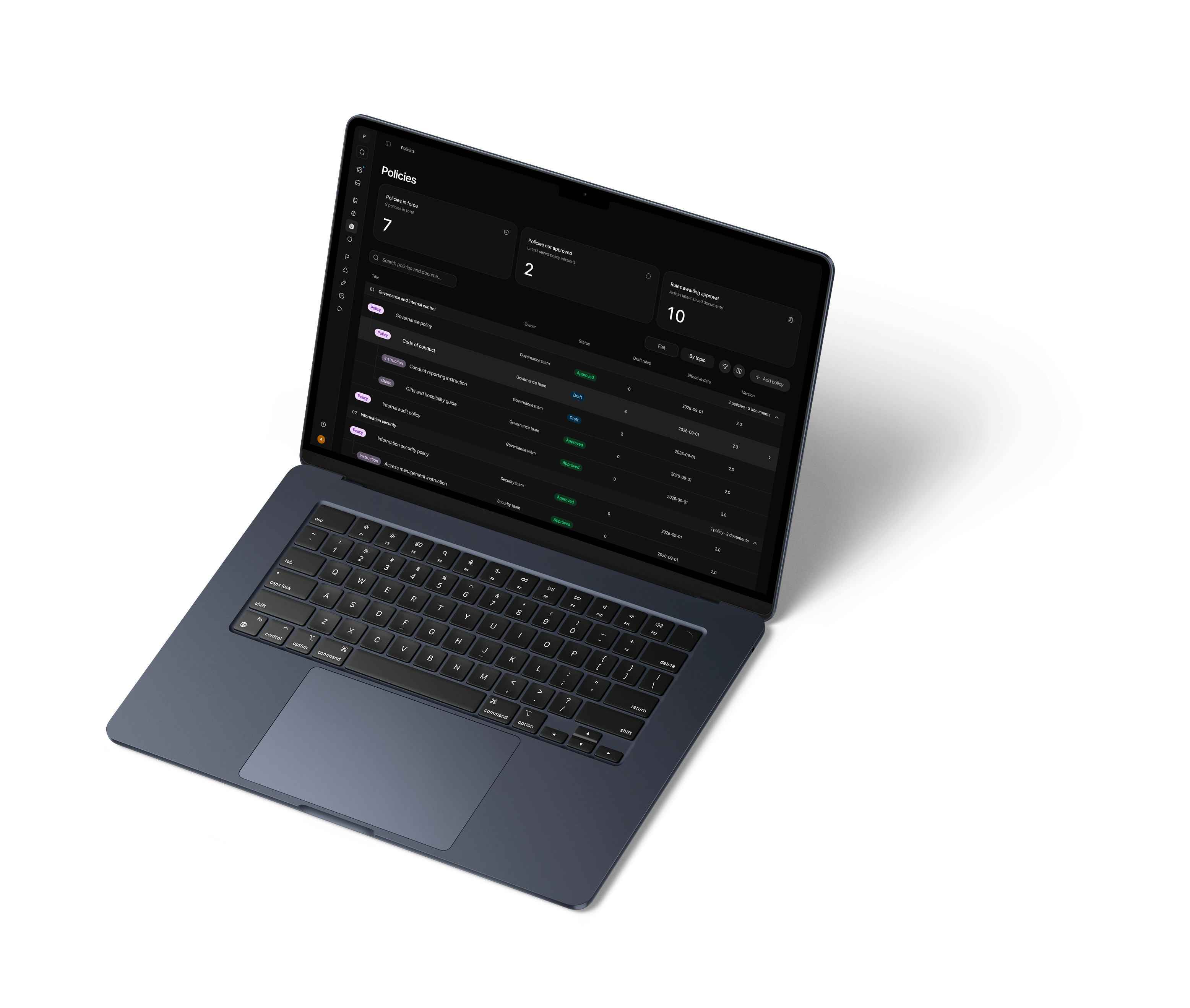 Hybridity policies on an angled laptop screen